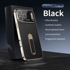 Custodia per iPhone 17 Pro Max 16 15 Pro finitura pelle supporto cover con protezione obiettivo