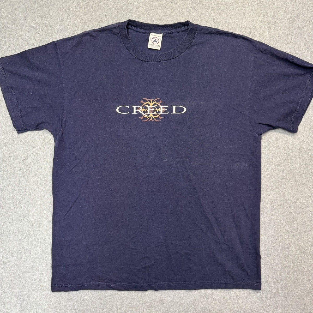 VTG Human Clay Tour L Faded Blue 2 Side CREED Rock Shirt Higher