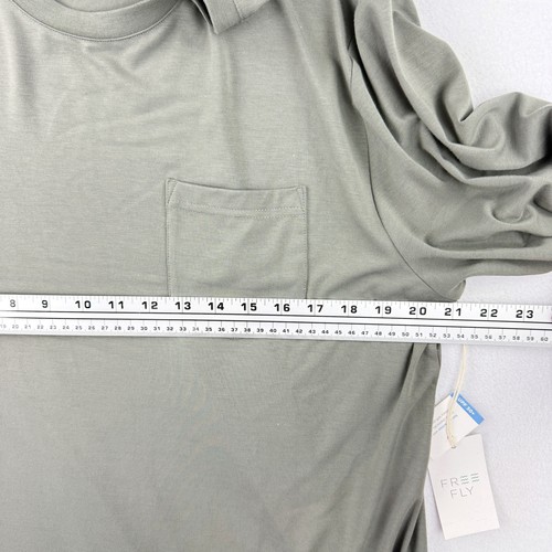 Free Fly Mens Bamboo Flex Long Sleeve Pocket Tee Size L Fatigue Olive UPF 50 - Picture 7 of 8