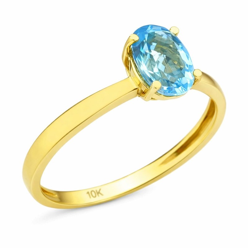 GENUINE 1.22 Cts BLUE TOPAZ SOLITAIRE RING 10k YELLOW GOLD -Free Appraisal - NWT