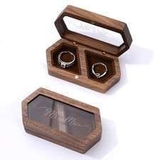 Wooden Ring box Mr Mrs Wedding Ring Case Rustic Jewelry Storage Box for