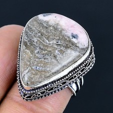 Rhodochrosite Handmade 925 Sterling Silver Jewelry Ring US Size 6.5
