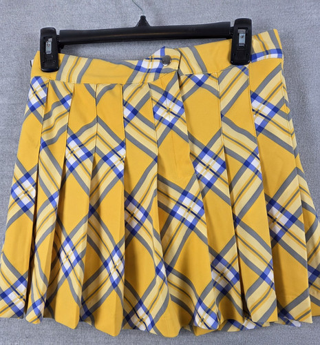 Clueless Skort Mini Skirt XS Yellow Plaid Pleated Schoolgirl Clueless Costume