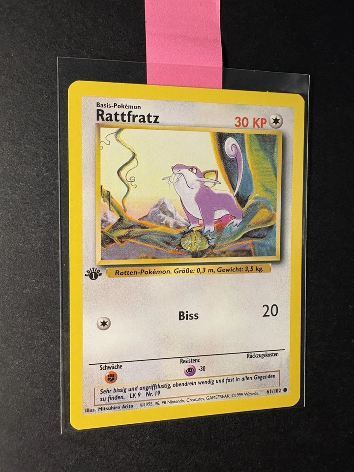 Pokemon Karte Rattfratz 61/102 Base Set 1. Edition Deutsch Basis NM - Bild 3 von 4
