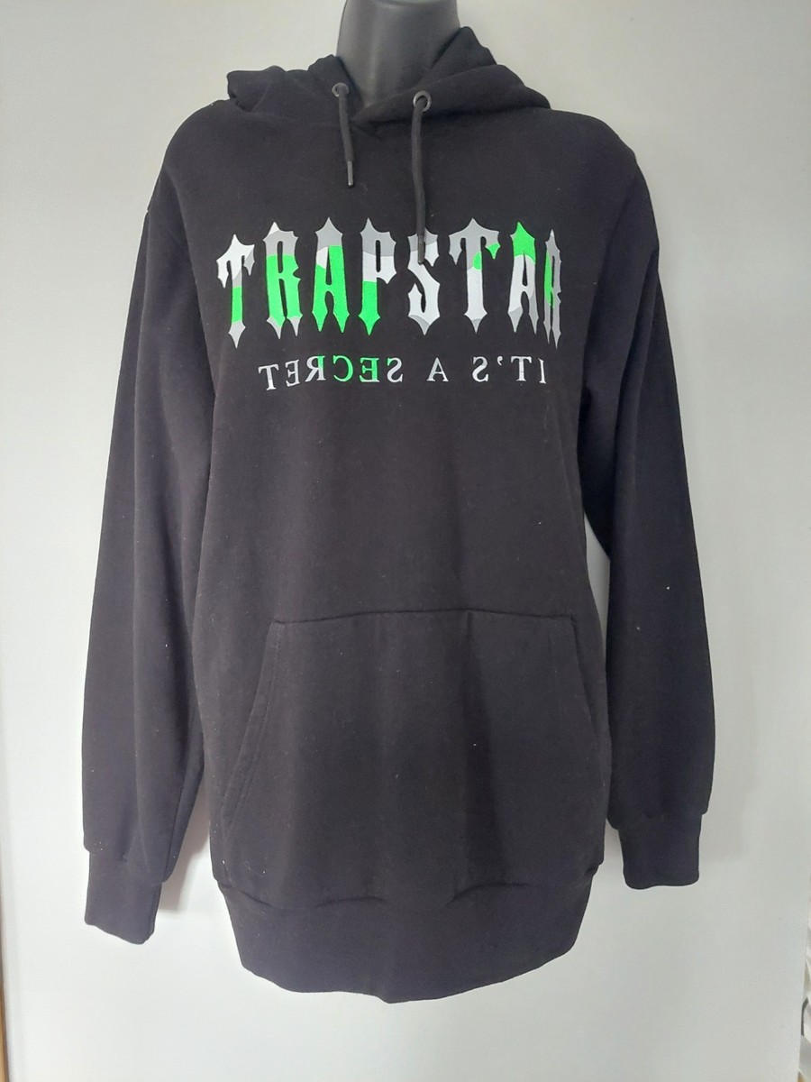 Trapstar Black Hoodie with Green and Black Logo It's A Secret Size
