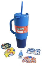 Dutch Bros 2025 40 OZ Blue Holiday Tumbler With 5 Exclusive Stickers & STRAW