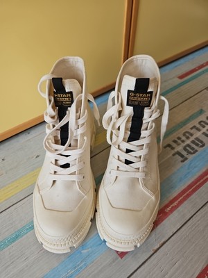 G-Star Raw Denim Damen Boots Stiefel Stiefeletten Creme Weiß Gr. 38 AEFON II MID
