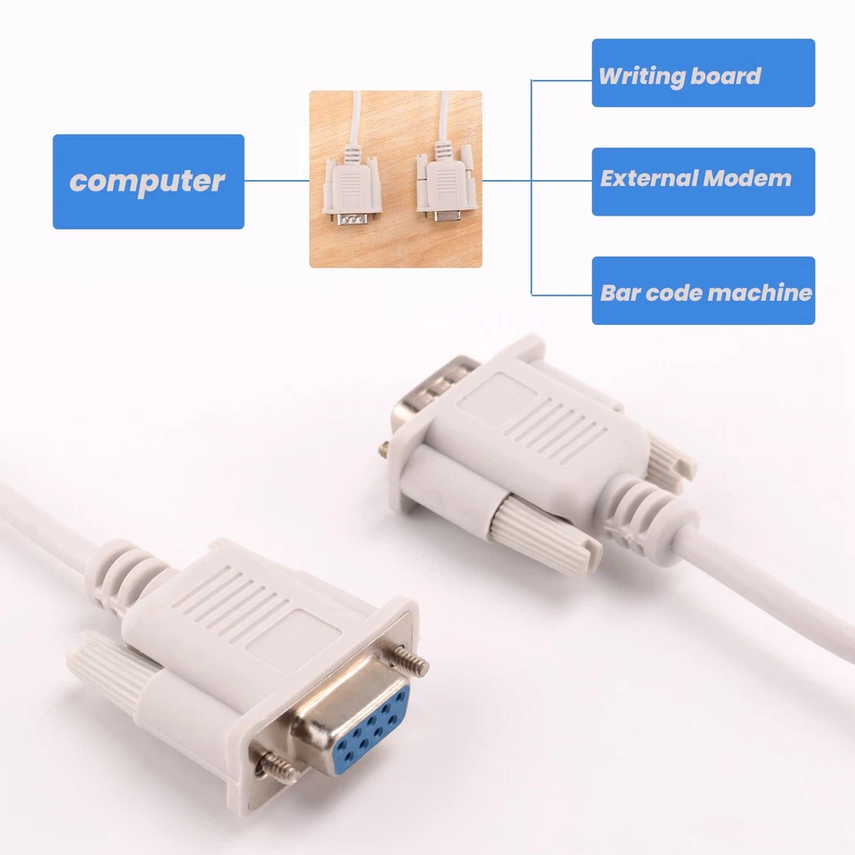 RS232 DB9 9 Pin Male to Female Serial Port Cable Industrial Adapter 1. Z3B53034 - Image 4 of 4