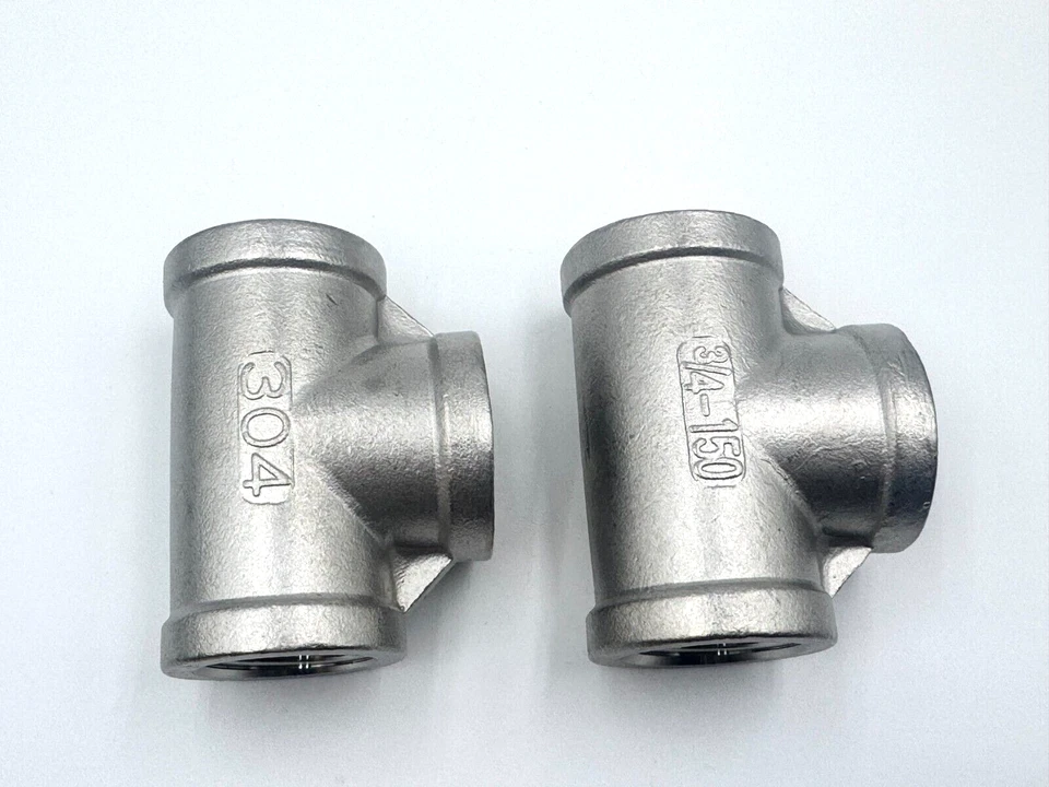 2 PACK STAINLESS STEEL TEE 3/4" NPT PIPE FITTING CAST SP114 Class - Image 3 of 4