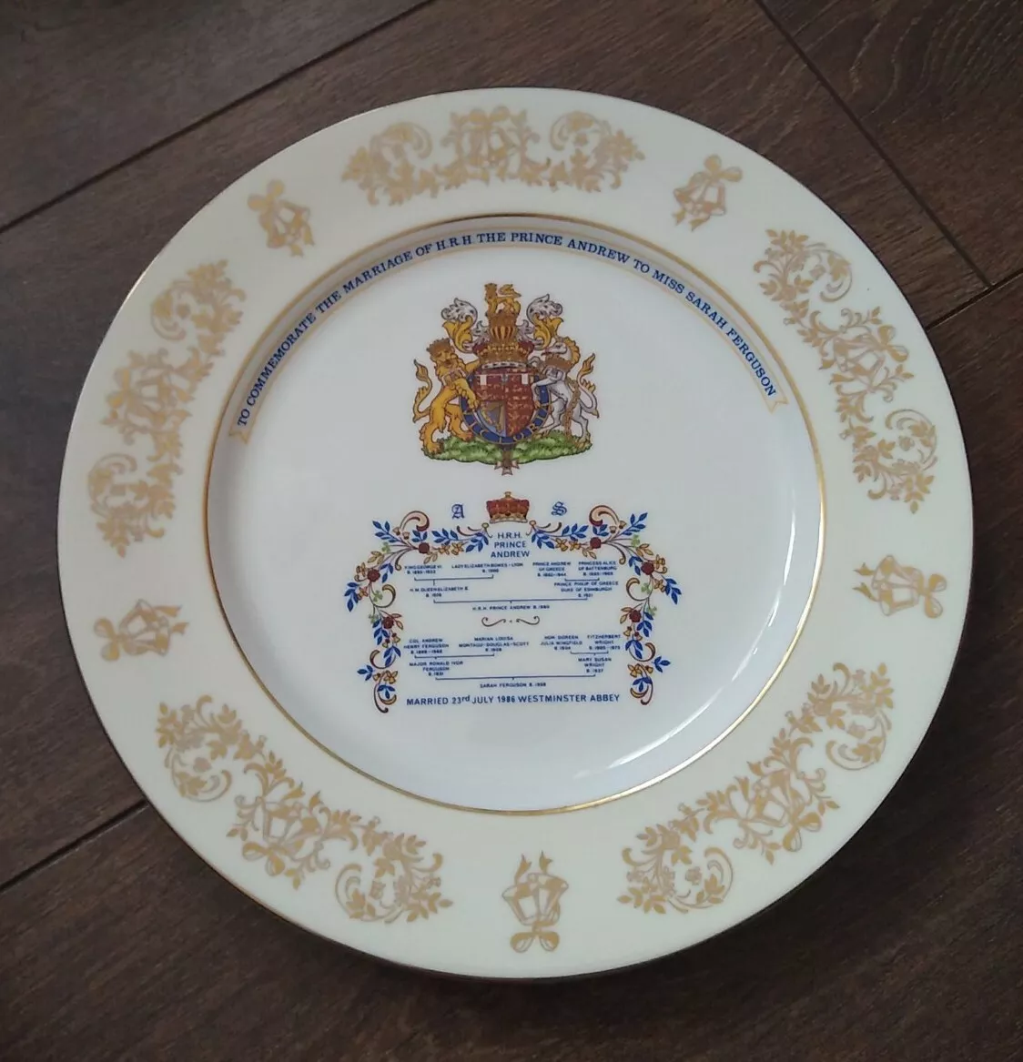 Vintage Aynsley Commemorative Plate Royal Wedding Prince Andrew