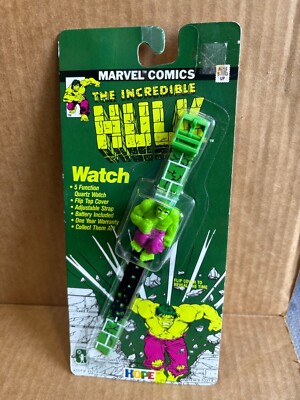 Marvel Incredible Hulk FLIP COVER Figural Digital Watch By Hope MOC 1990 RARE!