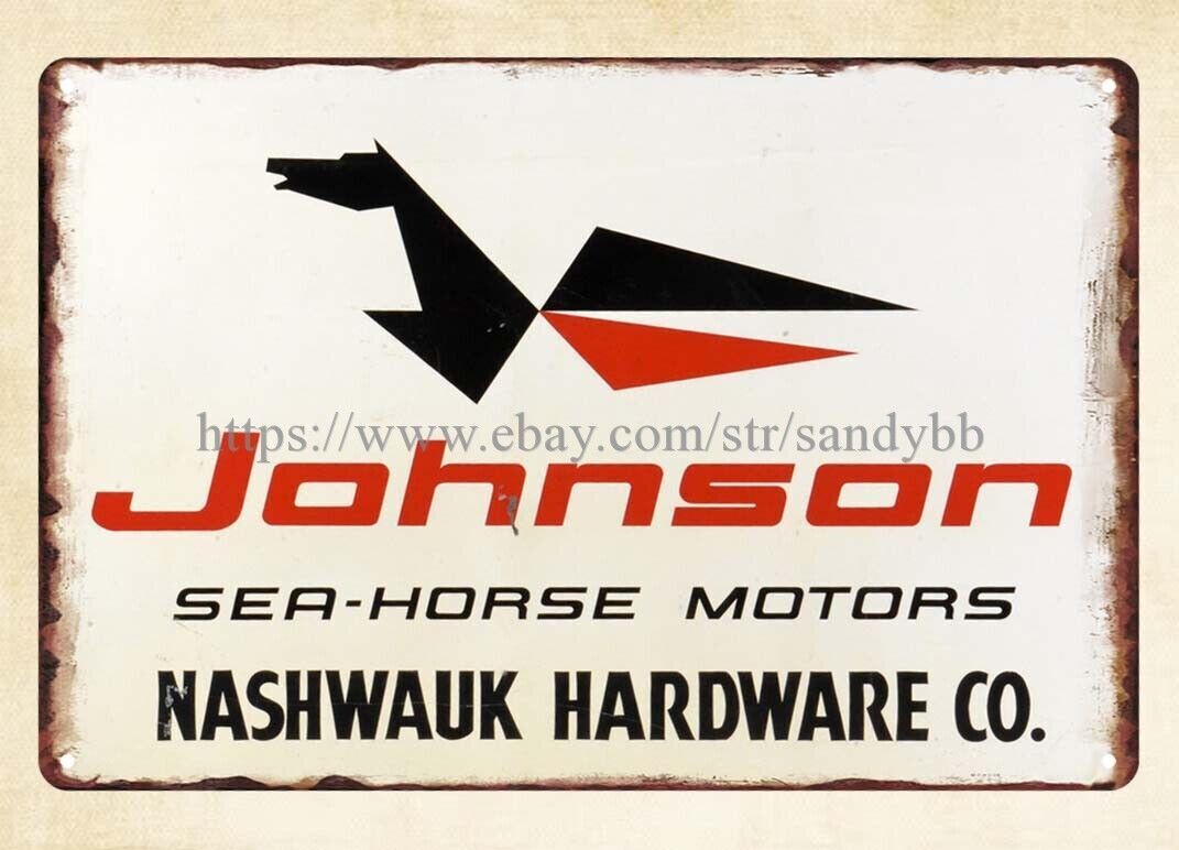 JOHNSON SEA HORSE MOTORS metal tin sign office cantine home decor | eBay