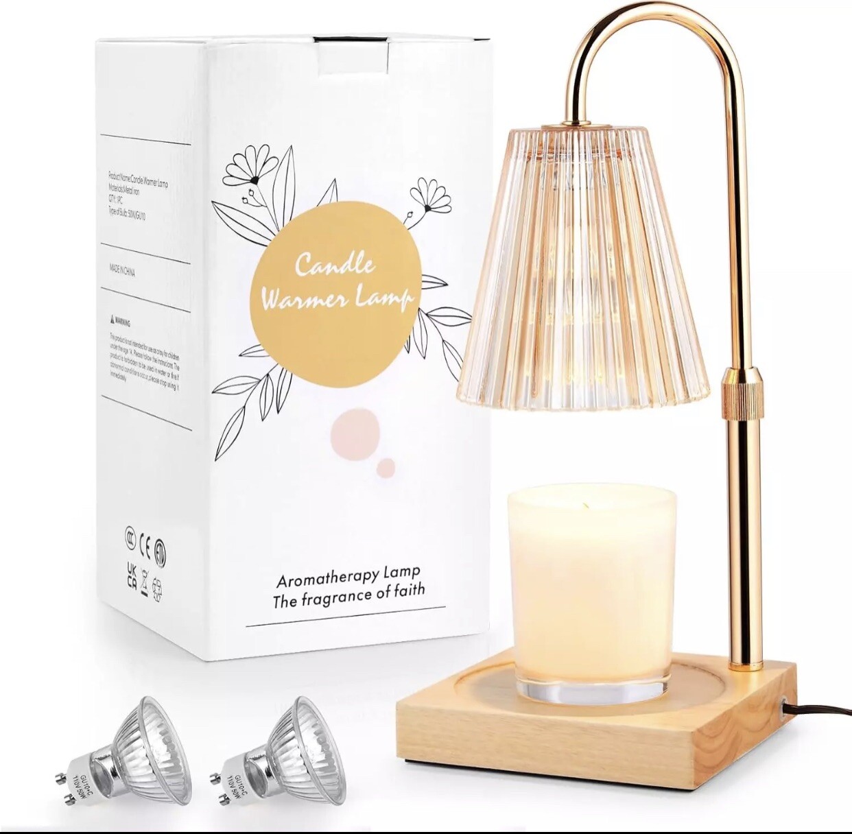 Gold Jar Candle Warmer Lamp with Timer and Dimmer Control-image