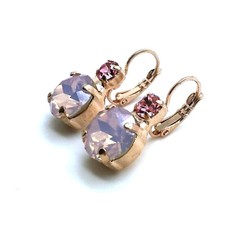Mariana Earrings Rose Opal  Light Rose Round Austrian Crystals My Treasures ...