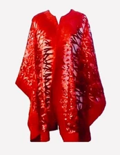 Holiday’s Gift Hand Felted Red Sequenced fabric SHAWL Wrap Unique , Handmade OS