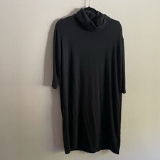 Gap Women XS Black 3/4 Sleeves Oversized Softspun Cowl Neck Shift Sweater Dress