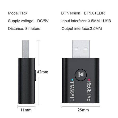 Mini USB Bluetooth Transmisor Receptor 3.5mm AUX Audio Adaptador Dongle Para PC TV - Imagen 11 de 12