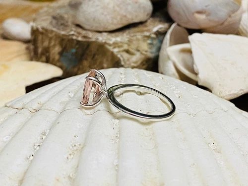 925 Sterling Silver Cushion Cut Morganite Engagement Ring, Wedding Ring For Gift - Picture 12 of 17