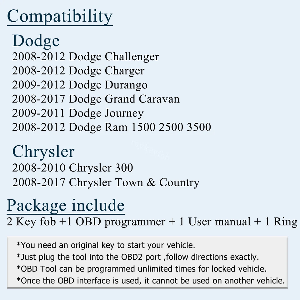 2 para Dodge Ram 1500 2500 3500 2009 2010 2011 2012 mando a distancia llavero programa herramienta Foto 2 de 4