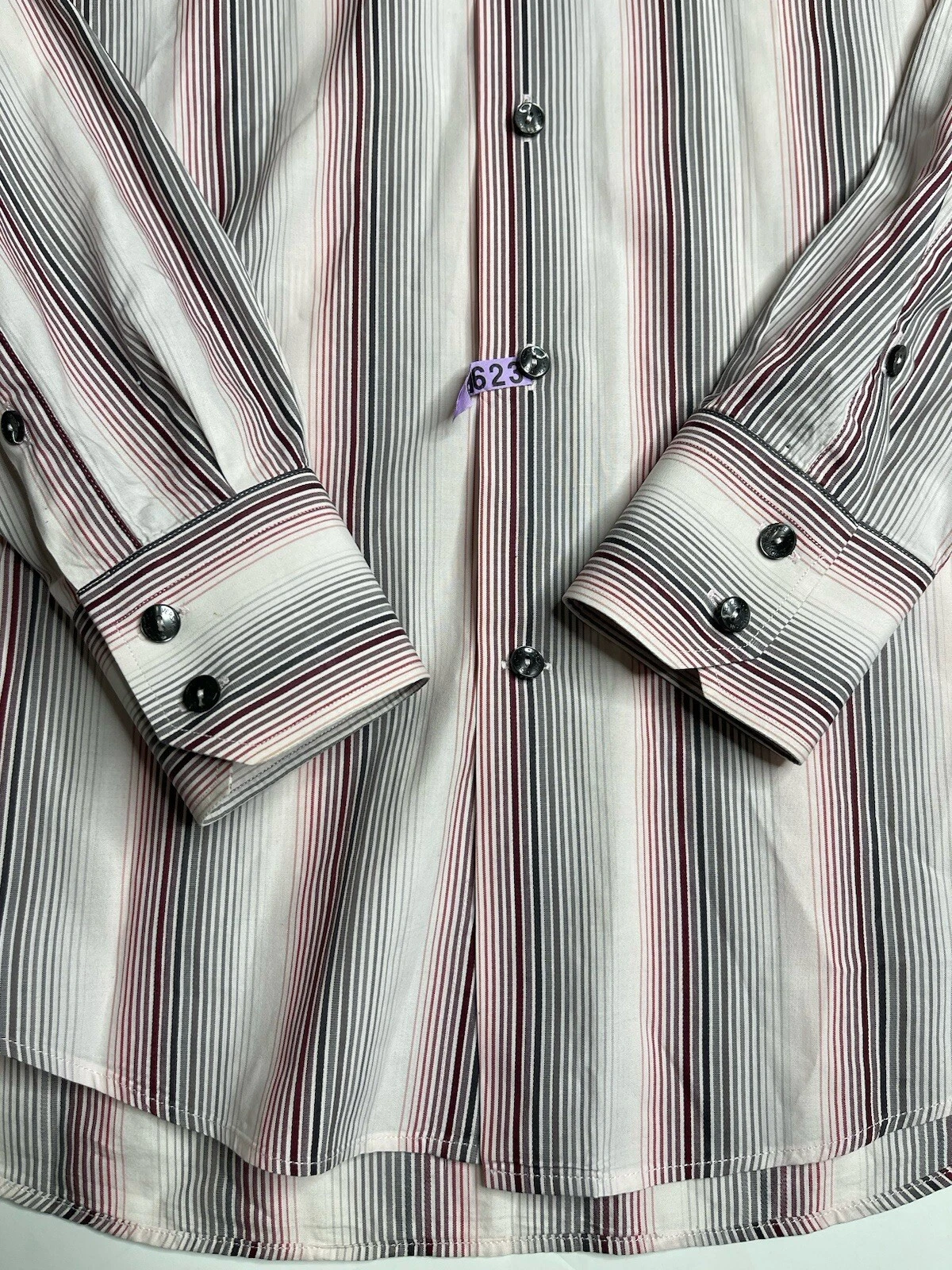 Camicia abito da uomo rosa Versace Collection multicolore a righe con bottoni taglia 16 5 42