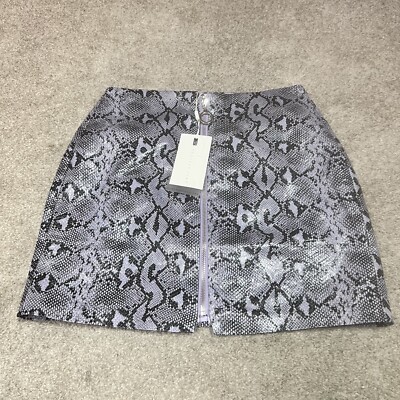 Endless Rose Skirt Women s Purple Short NWT Size Small Snake Print Zip Front
