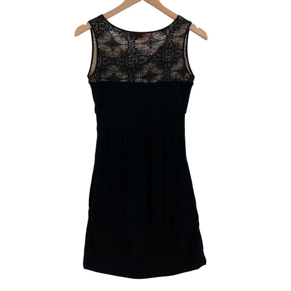 CYNTHIA STEFFE Sheath Dress Women Size 0 Black Pleated V Neck Lace Trim Side Zip - Image 2 of 4