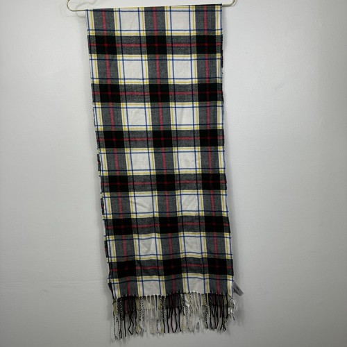Talbots Tartan Plaid Scarf Shawl Fringe Wrap 65” Long NWT Red Blue Yellow Green - Picture 6 of 13