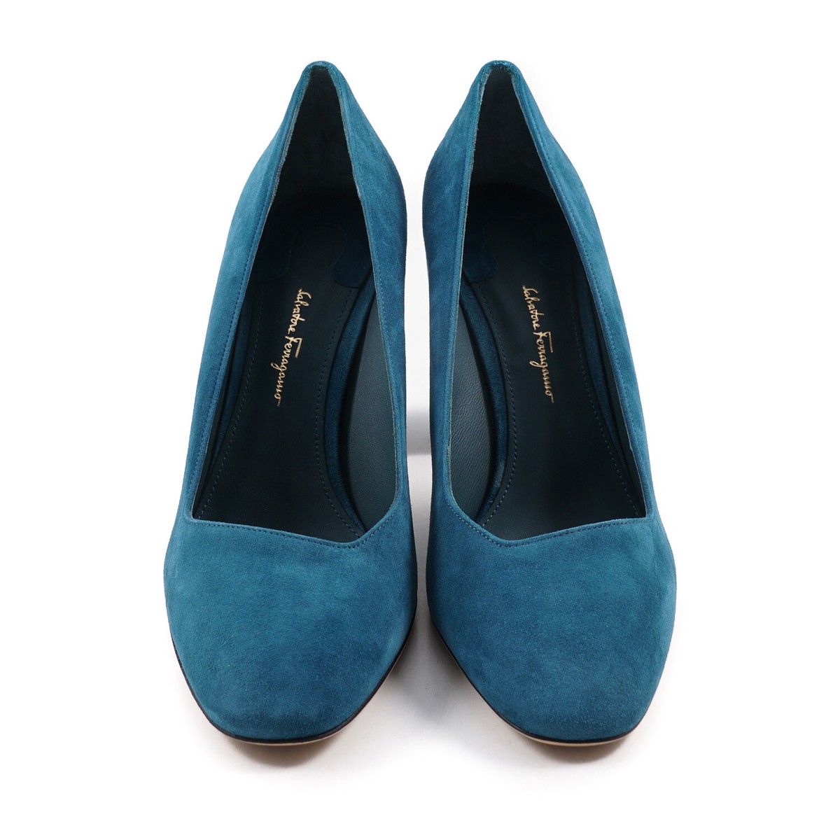 Salvatore Ferragamo 'Arezzo 85' Teal Blue Calf Suede Pump