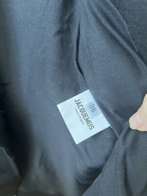 64169 auth JACQUEMUS black wool LE SOUK RUCHED Blazer Jacket