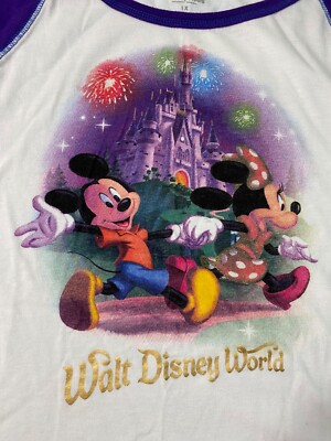 Vintage Walt Disney World Firework Castle T-Shirt 1XL Mickey Minnie Pluto Back