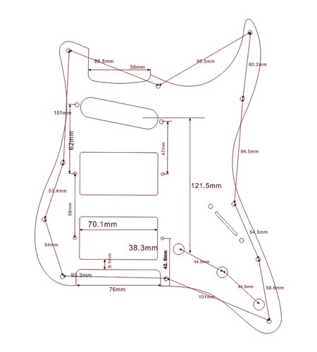 Parti di chitarra pickguard nero 3 strati per Fender Standard Strat HHS Stratocaster - Foto 3 di 6