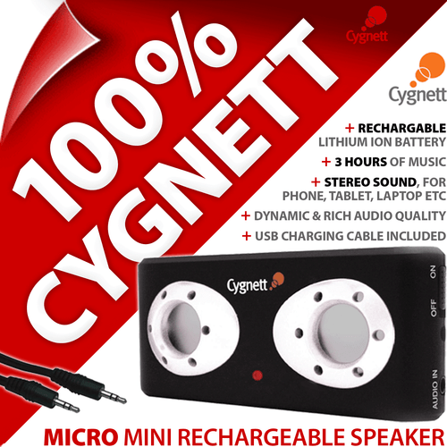 Cygnett Micro Mini Akumulator Odtwarzacz MP3 Przenośny głośnik do iPhone 4 4S 5S 6 - Zdjęcie 1 z 6