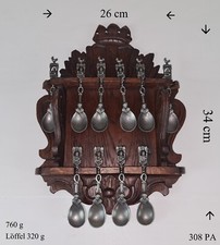 Zinn Sammler L&ouml;ffel mit Holz St&auml;nder Handarbeit Germany Hohe Qualit&auml;t