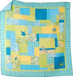Beach Bum King Quilt Set Blue Starfish Aqua Tropical Fish