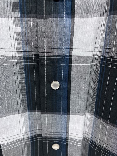 New Emma ELY Cattleman Blue Gray Plaid Long Sleeve Pearl Snap Large AA-16 - 第 9/14 張圖片