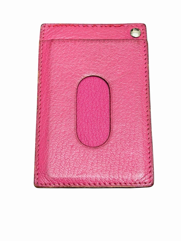 Cartera con tarjetero y identificación Hermes Sellier - cuero rosa Foto 2 de 4