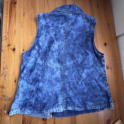 NEW Platinum Chico's Women Denim Vest Sequin Moto Full Zip True Blue Size 2 - Picture 7 of 7