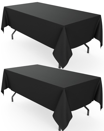 Durable Table Cloth 60" x 102" - Reusable Polyester Black Tablecloths for Rec...