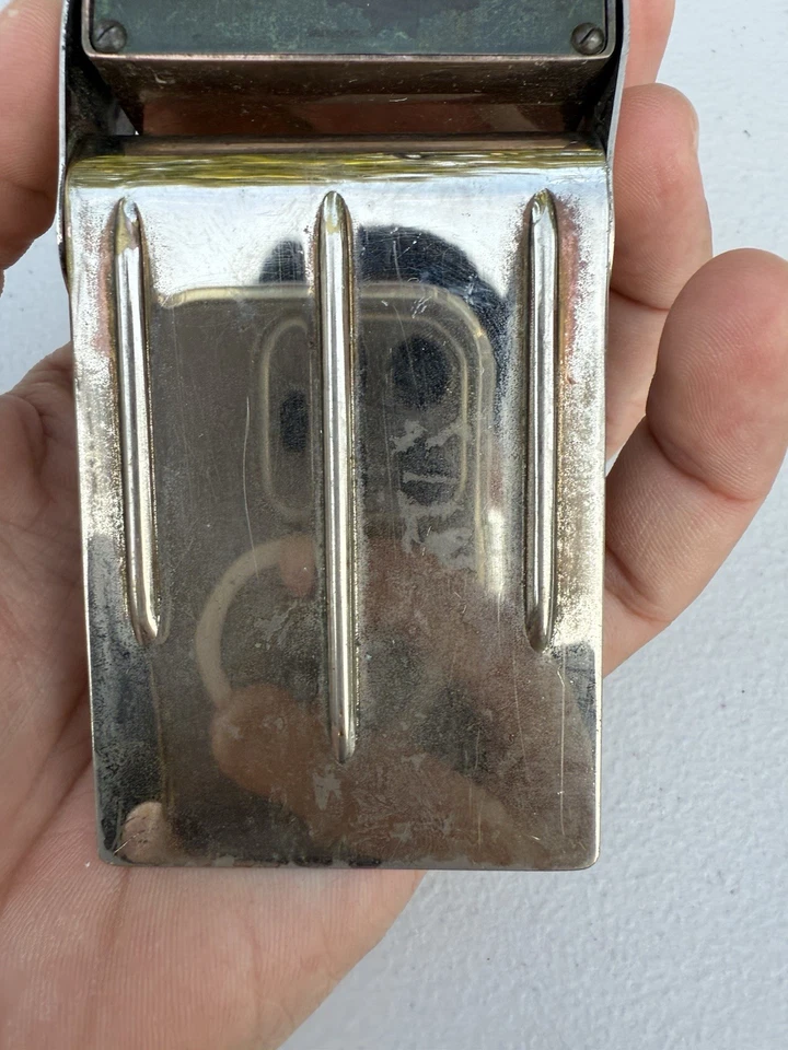 Jaeger Swiss Art Travel Alarm Clock 1930 Copper Tone Alarm WORKS Vintage Folding - Image 4 of 4