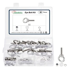 Shoulder Eye Bolt with Spring Washers, Flat Washers, Lock Nuts (M6x25mm) 20Set