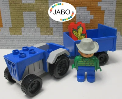 (F7 / 14) Lego Duplo tractor con remolque y granjero granja cosecha de maíz - Imagen 1 de 3