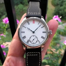44mm No Logo White Enamel Dial ETA6498 Movement Mechanical Pilot Watch