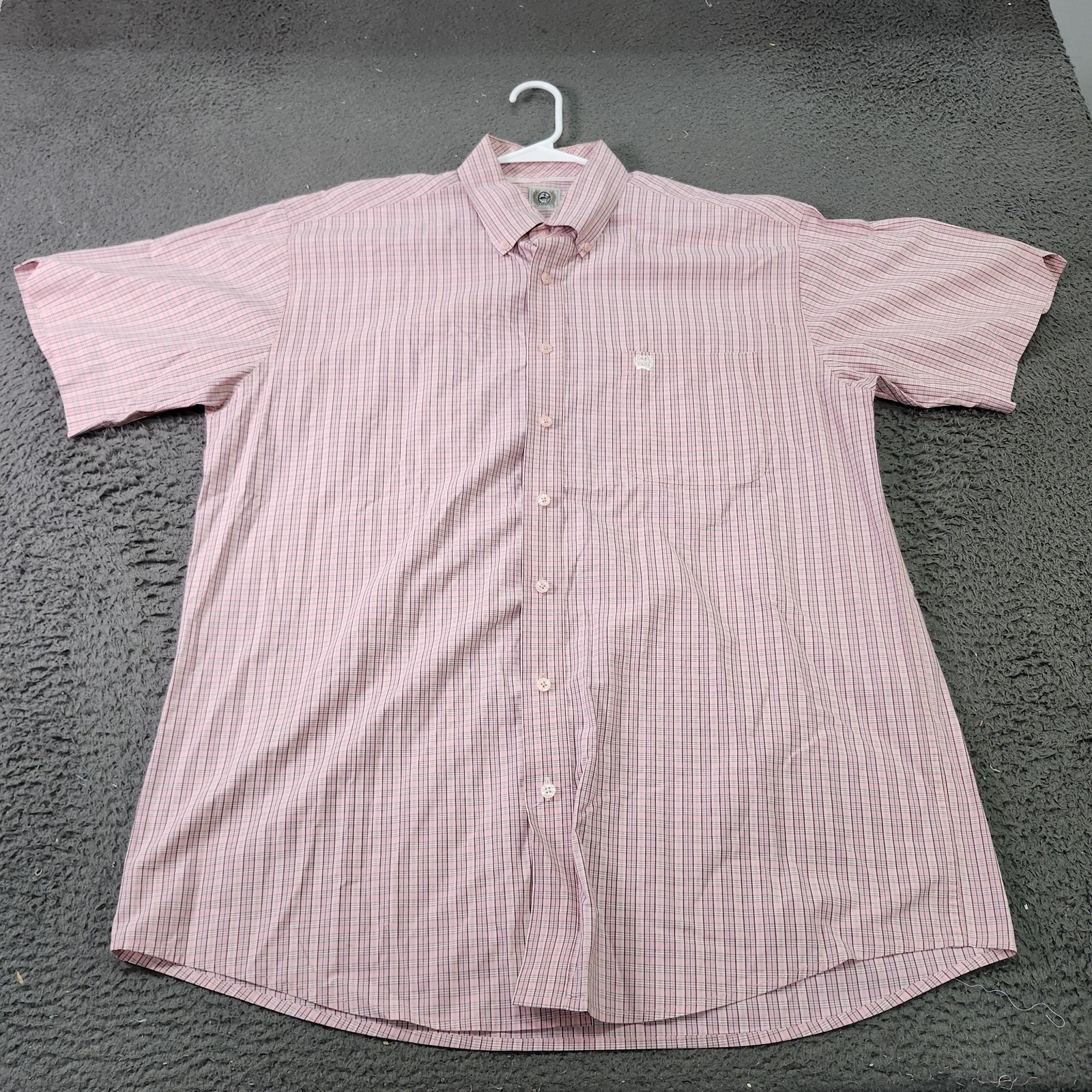 Cinch Shirt Mens Large Pink Plaid Short Sleeve Button Front Western Casual
