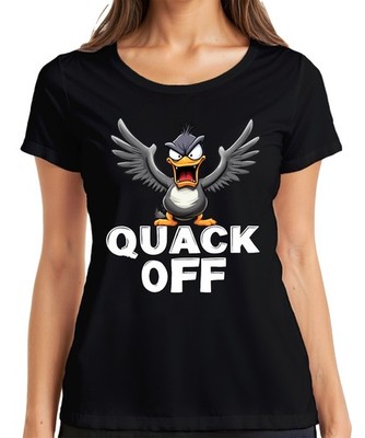 QUACK OFF freche Ente lustig wütende Ente Geschenk Sarkastisch Damen T-Shirt