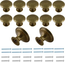 12 Pcs Brass Cabinet Knobs Metal Drawer Knobs round Dresser Handle Knobs 1.18" D