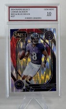 2024 Panini Select Lamar Jackson Red & Blue Shock Prizm #227 Ravens Gem Mint 10!