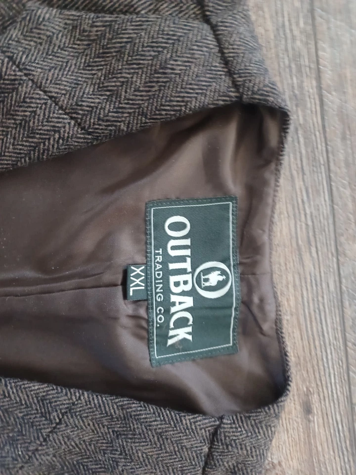 OUTBACK TRADING CO Jessie Brown wool blend HERRINGBONE Mens XXL Western Vest - Image 3 of 4