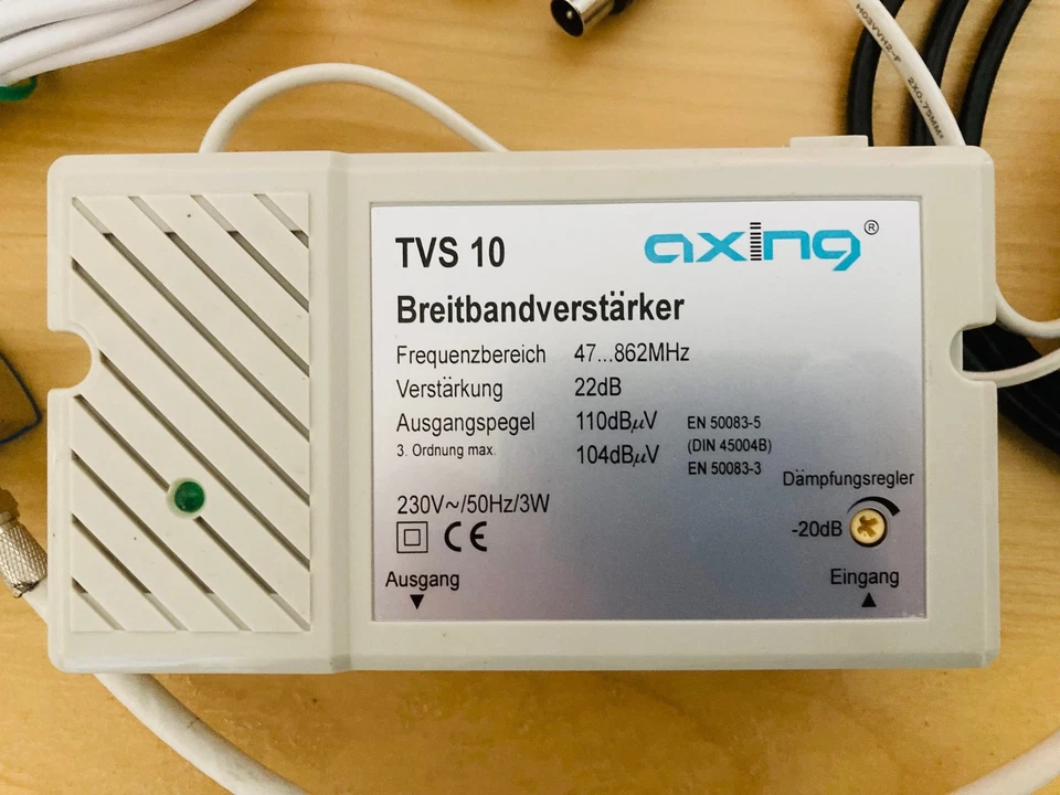 Axing TVS 10 TV-Verstärker für Kabel + Terrestrisch, plus 3-fach-Verteiler EBC03 - Bild 2 von 3