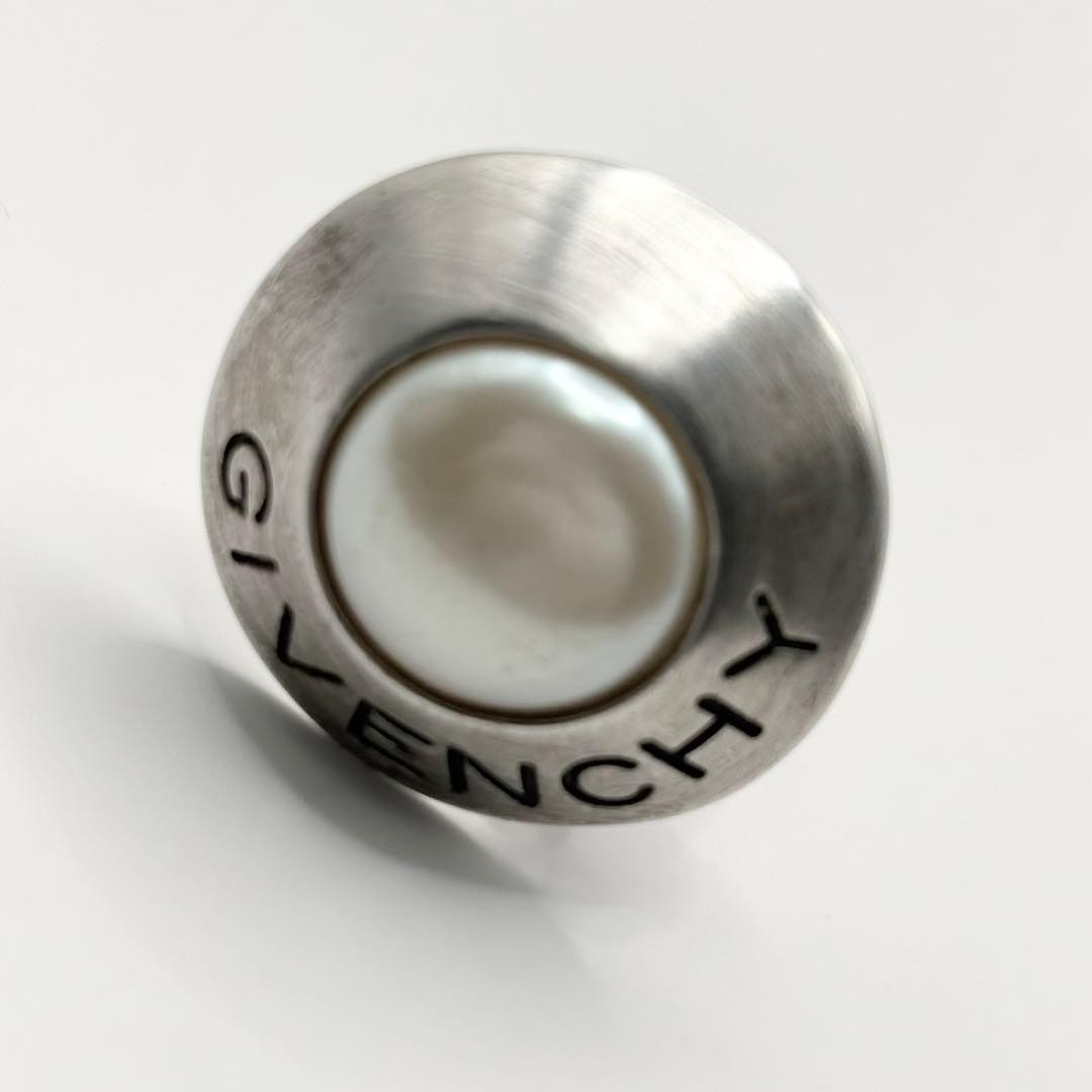 GIVENCHY Pearl Earrings Circle Logo Silver GP Vintage Rare Limited Japan thumbnail 10
