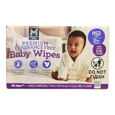 Member's Mark Premium Fragrance-Free Baby Wipes, 12 Packs 1152 ct. 